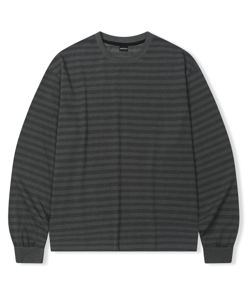 MOOVN(ムブン)の「ESSENTIALS PIGMENT ストライプ ロングスリーブTシャツ チャコール(Tシャツ/カットソー・レディース・その他・SMALL/MEDIUM/LARGE)」の1枚目の写真