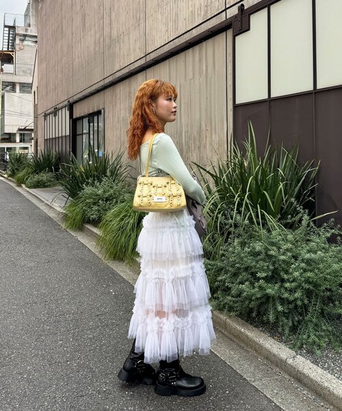 CIAOPANIC(チャオパニック)の「チュールフリルボリュームミドルスカート(スカート・レディース・ブラック/オフホワイト/ミント・ONE SIZE)」の10枚目の写真