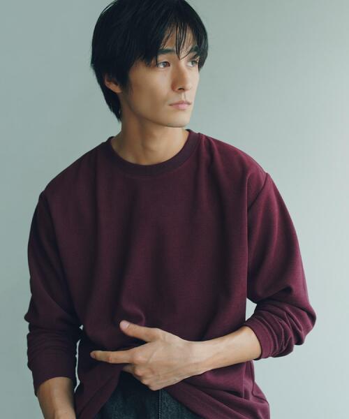 THE SHOP TK (ザ ショップ ティーケー )の「【洗濯機OK】カノコ編み 長袖Tシャツ(Tシャツ/カットソー・メンズ・オフホワイト/チャコールグレー/ボルドー/ネイビー・01/02/04/03)」の4枚目の写真