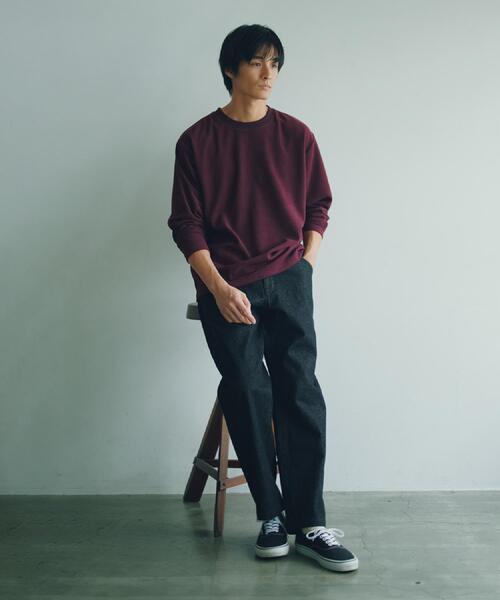 THE SHOP TK (ザ ショップ ティーケー )の「【洗濯機OK】カノコ編み 長袖Tシャツ(Tシャツ/カットソー・メンズ・オフホワイト/チャコールグレー/ボルドー/ネイビー・01/02/04/03)」の6枚目の写真