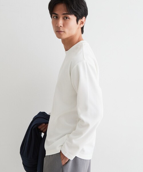 THE SHOP TK (ザ ショップ ティーケー )の「【洗濯機OK】カノコ編み 長袖Tシャツ(Tシャツ/カットソー・メンズ・オフホワイト/チャコールグレー/ボルドー/ネイビー・01/02/04/03)」の8枚目の写真