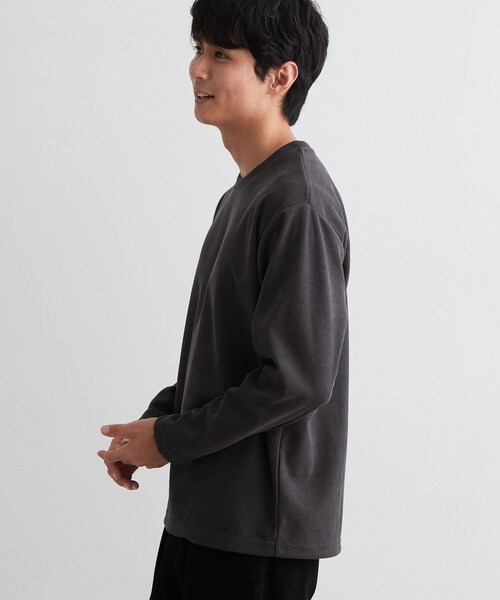 THE SHOP TK (ザ ショップ ティーケー )の「【洗濯機OK】カノコ編み 長袖Tシャツ(Tシャツ/カットソー・メンズ・オフホワイト/チャコールグレー/ボルドー/ネイビー・01/02/04/03)」の12枚目の写真
