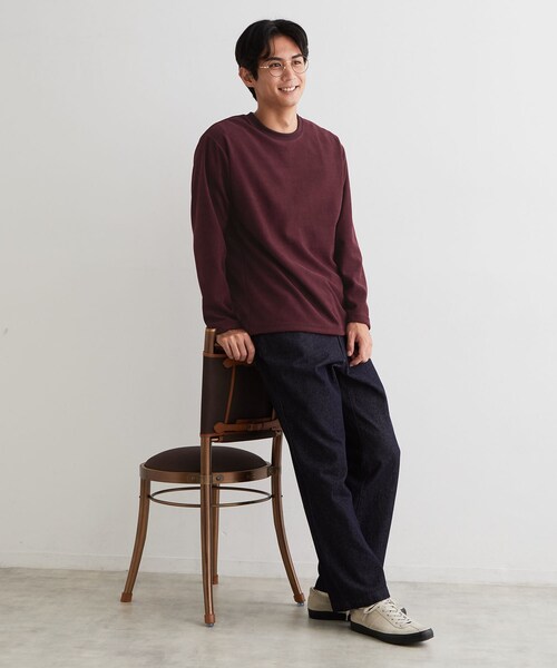THE SHOP TK (ザ ショップ ティーケー )の「【洗濯機OK】カノコ編み 長袖Tシャツ(Tシャツ/カットソー・メンズ・オフホワイト/チャコールグレー/ボルドー/ネイビー・01/02/04/03)」の18枚目の写真