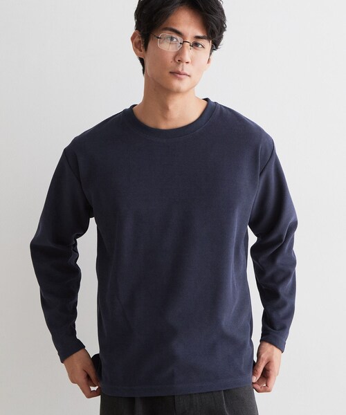 THE SHOP TK (ザ ショップ ティーケー )の「【洗濯機OK】カノコ編み 長袖Tシャツ(Tシャツ/カットソー・メンズ・オフホワイト/チャコールグレー/ボルドー/ネイビー・01/02/04/03)」の20枚目の写真