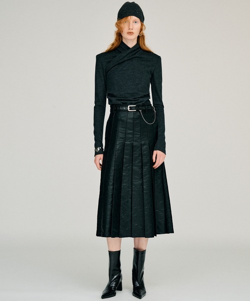 PRANK PROJECT（プランクプロジェクト）の「【2026Winter Pre-Order】ウォッシャブルウールカシュクールトップ / Washable Wool Cache-Coeur Top（その他トップス・レディース・ブラック/チャコールグレー/ホワイト・FREE）」の7枚目の写真