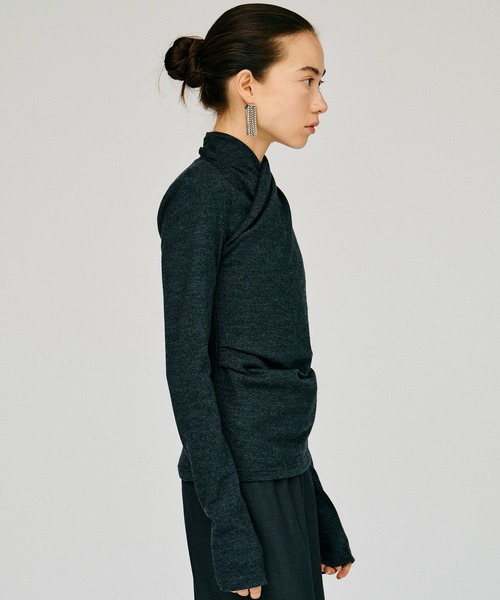 PRANK PROJECT（プランクプロジェクト）の「【2026Winter Pre-Order】ウォッシャブルウールカシュクールトップ / Washable Wool Cache-Coeur Top（その他トップス・レディース・ブラック/チャコールグレー/ホワイト・FREE）」の16枚目の写真