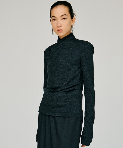 PRANK PROJECT（プランクプロジェクト）の「【2026Winter Pre-Order】ウォッシャブルウールカシュクールトップ / Washable Wool Cache-Coeur Top（その他トップス・レディース・ブラック/チャコールグレー/ホワイト・FREE）」の14枚目の写真