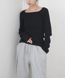 【ZOZOTOWN限定商品】スクエアネックリブニット