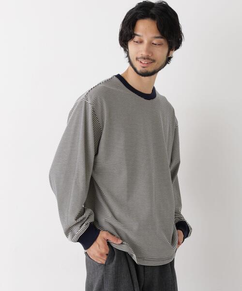NANO universe(ナノユニバース)の「コーマコットン先染めボーダーTシャツ 長袖(Tシャツ/カットソー・メンズ・その他2/その他1/その他3・L/S/M)」の1枚目の写真