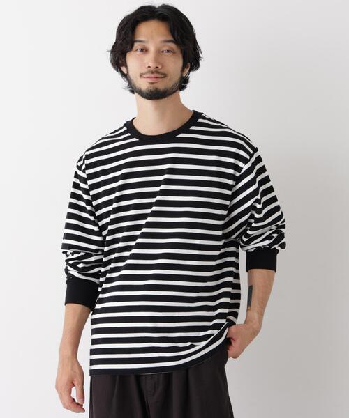 NANO universe(ナノユニバース)の「コーマコットン先染めボーダーTシャツ 長袖(Tシャツ/カットソー・メンズ・その他2/その他1/その他3・L/S/M)」の2枚目の写真