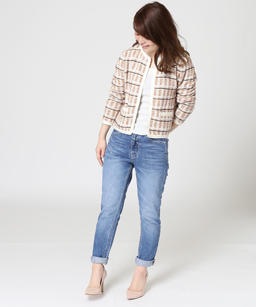 LIMITLESS LUXURY（リミットレスラグジュアリー）の「ツィードMIXニットカーディガン◆（カーディガン/ボレロ・レディース・キャメル/ブルー・FREE）」の11枚目の写真