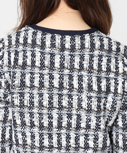 LIMITLESS LUXURY（リミットレスラグジュアリー）の「ツィードMIXニットカーディガン◆（カーディガン/ボレロ・レディース・キャメル/ブルー・FREE）」の5枚目の写真