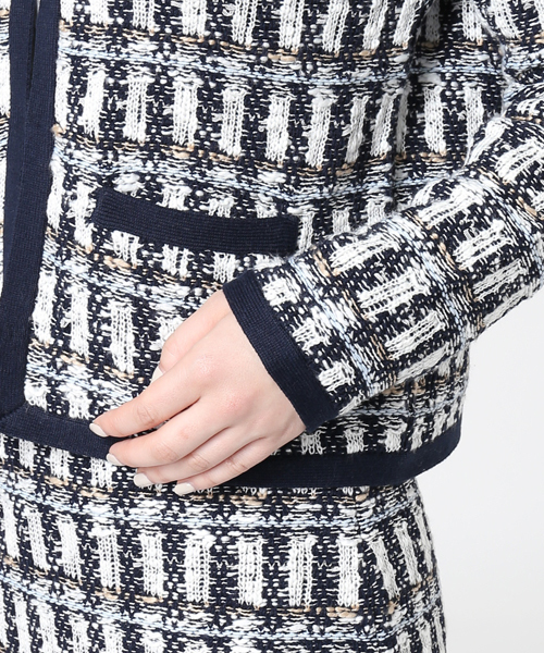 LIMITLESS LUXURY（リミットレスラグジュアリー）の「ツィードMIXニットカーディガン◆（カーディガン/ボレロ・レディース・キャメル/ブルー・FREE）」の7枚目の写真