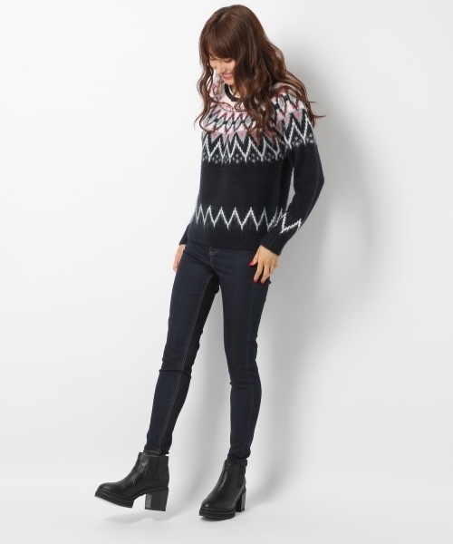 Heather（ヘザー）の「ノルディックガラ＊ニットプルオーバー（ニット/セーター・レディース・アイボリー/ダークブラウン/ネイビー・FREE）」の4枚目の写真