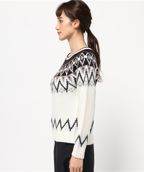 Heather（ヘザー）の「ノルディックガラ＊ニットプルオーバー（ニット/セーター・レディース・アイボリー/ダークブラウン/ネイビー・FREE）」の6枚目の写真