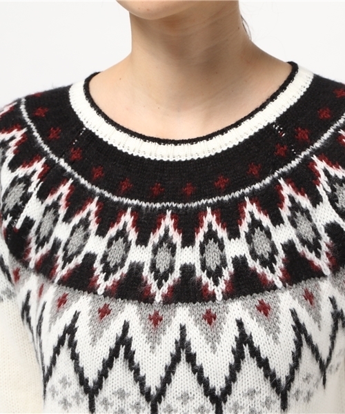 Heather（ヘザー）の「ノルディックガラ＊ニットプルオーバー（ニット/セーター・レディース・アイボリー/ダークブラウン/ネイビー・FREE）」の8枚目の写真