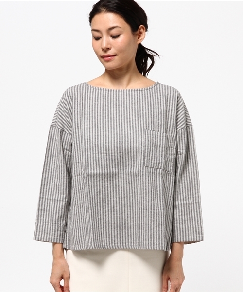 CUBE SUGAR(キューブシュガー)の「ヘリンボン先染め起毛プルオーバーブラウス(シャツ/ブラウス・レディース・ベージュ/グレー/チャコールグレー・M)」の4枚目の写真