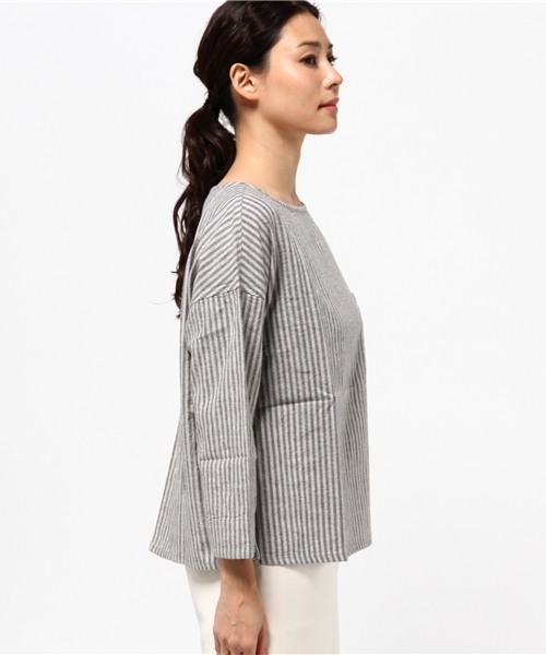 CUBE SUGAR(キューブシュガー)の「ヘリンボン先染め起毛プルオーバーブラウス(シャツ/ブラウス・レディース・ベージュ/グレー/チャコールグレー・M)」の5枚目の写真