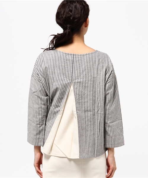 CUBE SUGAR(キューブシュガー)の「ヘリンボン先染め起毛プルオーバーブラウス(シャツ/ブラウス・レディース・ベージュ/グレー/チャコールグレー・M)」の6枚目の写真