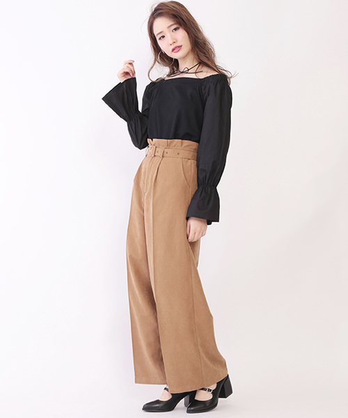 one after another NICE CLAUP（ワンアフターアナザーナイスクラップ）の「タックワイドＰＴ（その他パンツ・レディース・その他2/その他1/アイボリー/ブラック・FREE）」の22枚目の写真