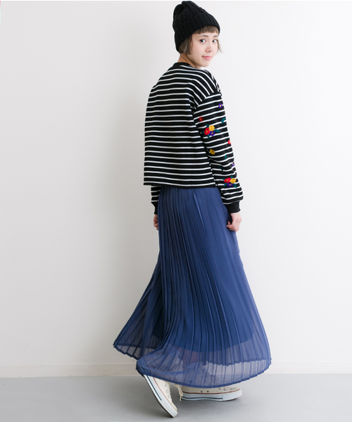 MERLOT（メルロー）の「シフォンマキシプリーツスカート575-6527TK（スカート・レディース・アイボリー/ブラック/カーキ/ピンク/ブルー/ベージュ・FREE）」の5枚目の写真