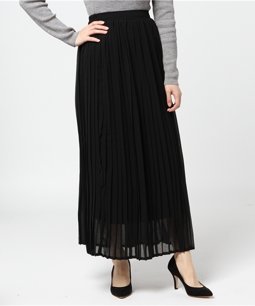 MERLOT（メルロー）の「シフォンマキシプリーツスカート575-6527TK（スカート・レディース・アイボリー/ブラック/カーキ/ピンク/ブルー/ベージュ・FREE）」の21枚目の写真