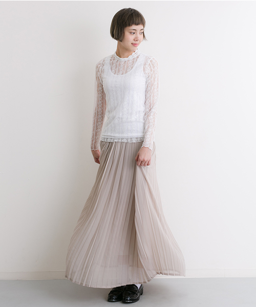 MERLOT（メルロー）の「シフォンマキシプリーツスカート575-6527TK（スカート・レディース・アイボリー/ブラック/カーキ/ピンク/ブルー/ベージュ・FREE）」の16枚目の写真