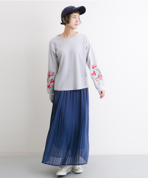 MERLOT（メルロー）の「シフォンマキシプリーツスカート575-6527TK（スカート・レディース・アイボリー/ブラック/カーキ/ピンク/ブルー/ベージュ・FREE）」の18枚目の写真