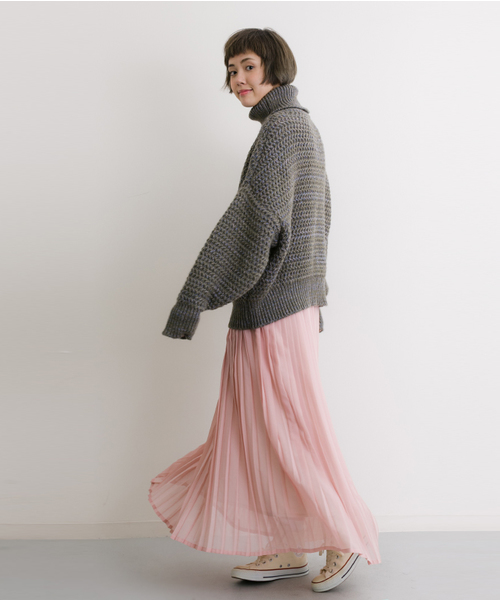 MERLOT（メルロー）の「シフォンマキシプリーツスカート575-6527TK（スカート・レディース・アイボリー/ブラック/カーキ/ピンク/ブルー/ベージュ・FREE）」の19枚目の写真