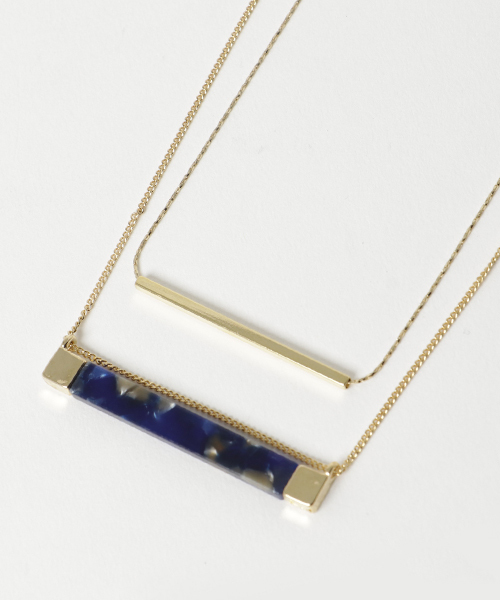 INTERPLANET（インタープラネット）の「スクエアべっ甲2連ネックレス（ネックレス・レディース・ベージュ/ブルー/ブラウン・フリー）」の3枚目の写真