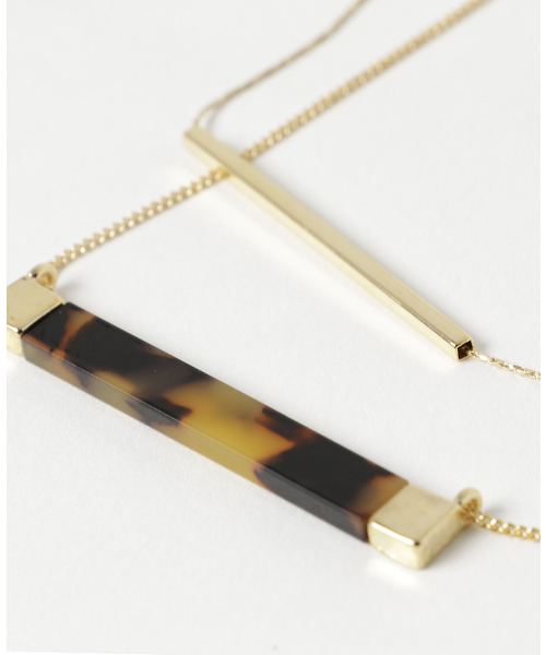 INTERPLANET（インタープラネット）の「スクエアべっ甲2連ネックレス（ネックレス・レディース・ベージュ/ブルー/ブラウン・フリー）」の6枚目の写真