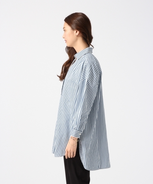 GLOBAL WORK（グローバルワーク）の「デニムスキッパーシャツ9分袖/737326（シャツ/ブラウス・レディース・ライトブルー/オフホワイト/ブルー・MEDIUM/LARGE）」の7枚目の写真