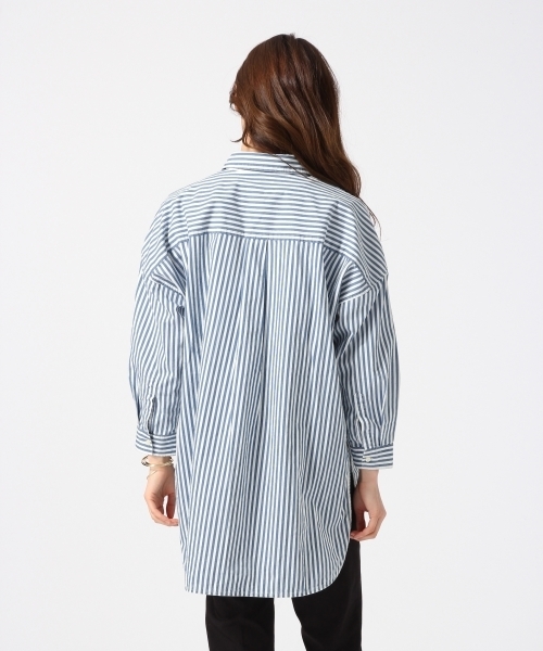 GLOBAL WORK（グローバルワーク）の「デニムスキッパーシャツ9分袖/737326（シャツ/ブラウス・レディース・ライトブルー/オフホワイト/ブルー・MEDIUM/LARGE）」の8枚目の写真