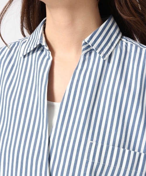 GLOBAL WORK（グローバルワーク）の「デニムスキッパーシャツ9分袖/737326（シャツ/ブラウス・レディース・ライトブルー/オフホワイト/ブルー・MEDIUM/LARGE）」の12枚目の写真