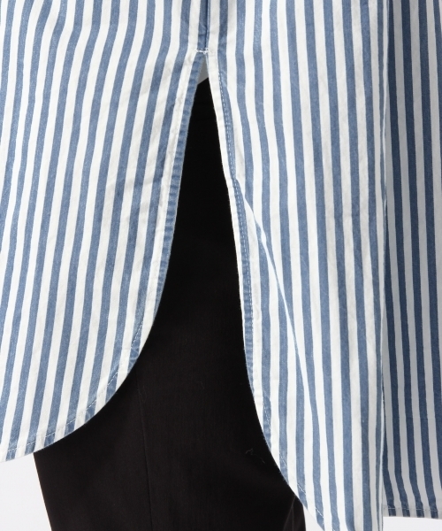 GLOBAL WORK（グローバルワーク）の「デニムスキッパーシャツ9分袖/737326（シャツ/ブラウス・レディース・ライトブルー/オフホワイト/ブルー・MEDIUM/LARGE）」の9枚目の写真