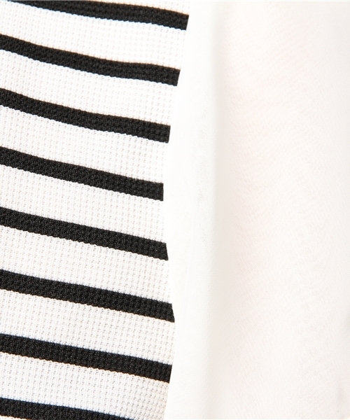 Honeys(ハニーズ)の「袖シフォンプルオーバー(Tシャツ/カットソー・レディース・オフホワイト/ピンク/ホワイト×ブラック/イエロー/ネイビー・S/L/M)」の12枚目の写真