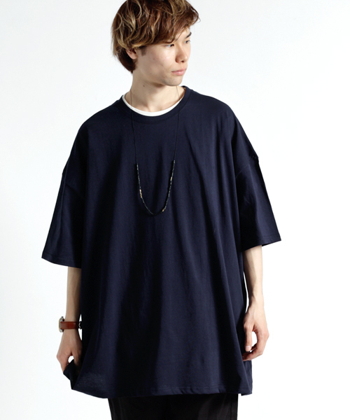 MONO-MART(モノマート)の「スーパーオーバーサイズ ドロップショルダー カットソー ビッグシルエット Tシャツ(Tシャツ/カットソー・メンズ・オフホワイト/グレー/ブルー/ブラック/オリーブ/チャコール/ベージュ/ネイビー・FREE)」の7枚目の写真