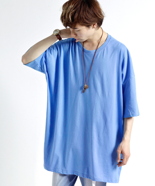 MONO-MART(モノマート)の「スーパーオーバーサイズ ドロップショルダー カットソー ビッグシルエット Tシャツ(Tシャツ/カットソー・メンズ・オフホワイト/グレー/ブルー/ブラック/オリーブ/チャコール/ベージュ/ネイビー・FREE)」の8枚目の写真