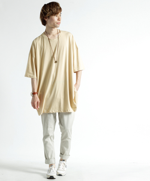 MONO-MART(モノマート)の「スーパーオーバーサイズ ドロップショルダー カットソー ビッグシルエット Tシャツ(Tシャツ/カットソー・メンズ・オフホワイト/グレー/ブルー/ブラック/オリーブ/チャコール/ベージュ/ネイビー・FREE)」の20枚目の写真