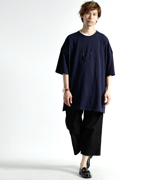 MONO-MART(モノマート)の「スーパーオーバーサイズ ドロップショルダー カットソー ビッグシルエット Tシャツ(Tシャツ/カットソー・メンズ・オフホワイト/グレー/ブルー/ブラック/オリーブ/チャコール/ベージュ/ネイビー・FREE)」の22枚目の写真