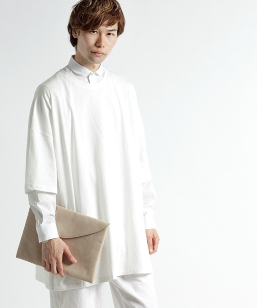 MONO-MART(モノマート)の「スーパーオーバーサイズ ドロップショルダー カットソー ビッグシルエット Tシャツ(Tシャツ/カットソー・メンズ・オフホワイト/グレー/ブルー/ブラック/オリーブ/チャコール/ベージュ/ネイビー・FREE)」の14枚目の写真