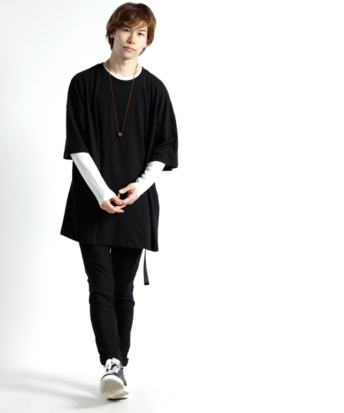 MONO-MART(モノマート)の「スーパーオーバーサイズ ドロップショルダー カットソー ビッグシルエット Tシャツ(Tシャツ/カットソー・メンズ・オフホワイト/グレー/ブルー/ブラック/オリーブ/チャコール/ベージュ/ネイビー・FREE)」の17枚目の写真