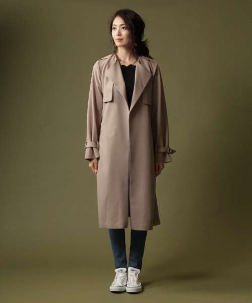 Andemiu（アンデミュウ）の「トロミトレンチコート768895（トレンチコート・レディース・ベージュ/ピンク/グレー・MEDIUM/SMALL）」の7枚目の写真