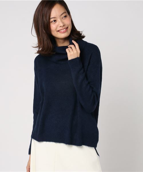 KOBE LETTUCE（コウベレタス）の「ふわもち柔らかニットの質感にやみつき！2WAY☆ヤクウール風オフタートルネックニットトップス/レディースセーター[C2960]神戸レタス（ニット/セーター・レディース・オフホワイト/ベージュ/ピンク/レッド/チャコールグレー/ネイビー/ブラック・FREE）」の6枚目の写真