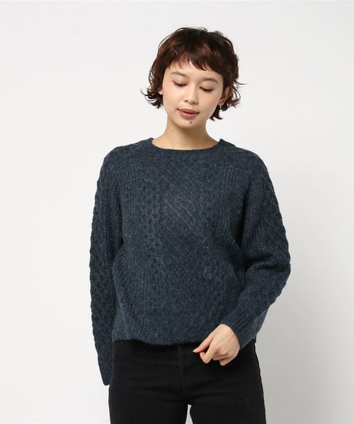 Lugnoncure（ルノンキュール）の「ケーブル柄プルオーバー（ニット/セーター・レディース・グレー/オフホワイト/イエロー/ブルー・MEDIUM）」の3枚目の写真