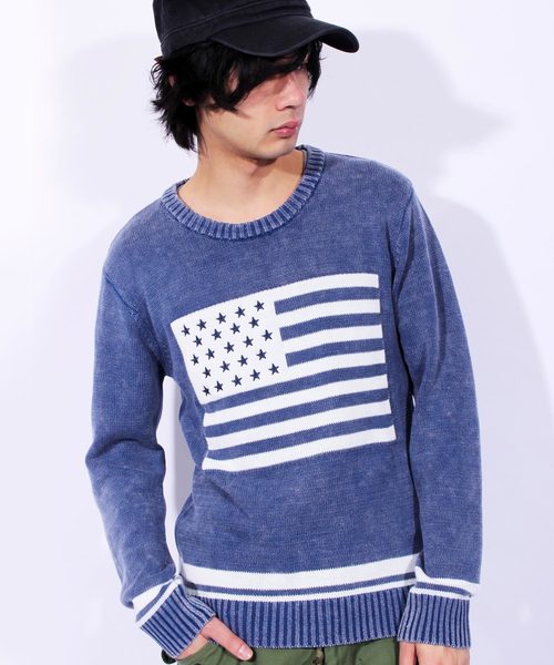 ８(eight)（エイト）の「SURF 星条旗 ロゴ ニットセーター（ニット/セーター・メンズ・ホワイト系その他/ブルー系その他/ホワイト系その他2/ブルー系その他2・MEDIUM/LARGE）」の4枚目の写真