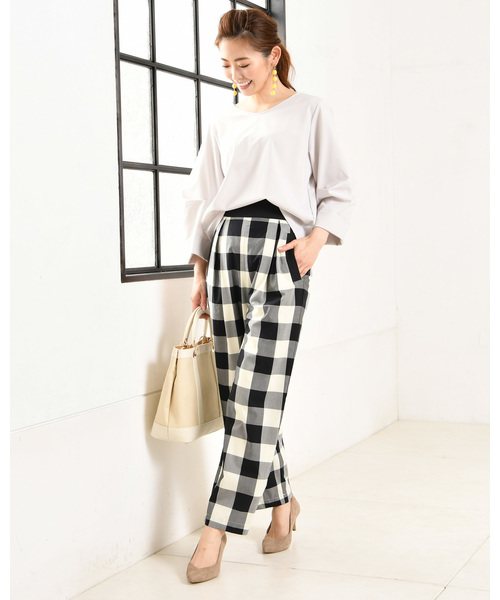 un dix cors（アンディコール）の「ブロックチェックワイドパンツ（その他パンツ・レディース・ブラック・ﾌﾘ-）」の5枚目の写真