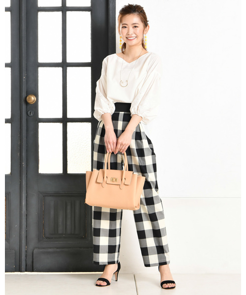 un dix cors（アンディコール）の「ブロックチェックワイドパンツ（その他パンツ・レディース・ブラック・ﾌﾘ-）」の6枚目の写真
