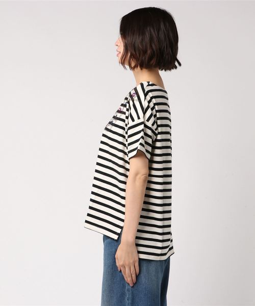 CUBE SUGAR（キューブシュガー）の「CUBE SUGAR/キューブシュガー　刺繍ボートネックプルオーバー（Tシャツ/カットソー・レディース・ブラック/ターコイズブルー/レッド・FREE）」の4枚目の写真