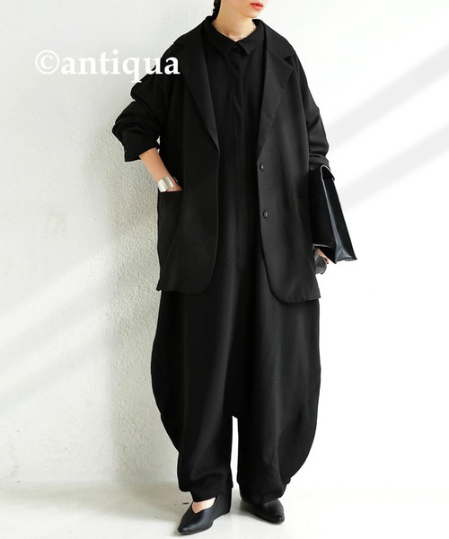 antiqua（アンティカ）の「リラクシーな大人印象。シャツオールインワン（サロペット/オーバーオール・レディース・ブラック/カーキ・FREE）」の13枚目の写真